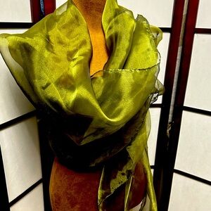 Manouk green designer sheer shawl